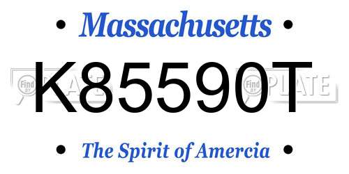 K85590T Massachusetts License Plate