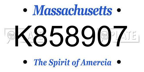 K858907 Massachusetts License Plate