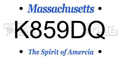 K859DQ Massachusetts License Plate
