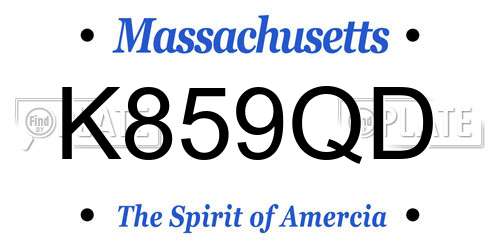 K859QD Massachusetts License Plate