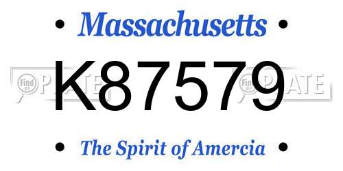 K87579 Massachusetts License Plate