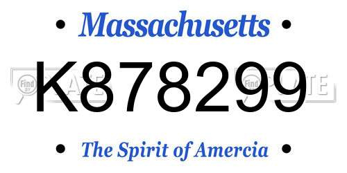 K878299 Massachusetts License Plate