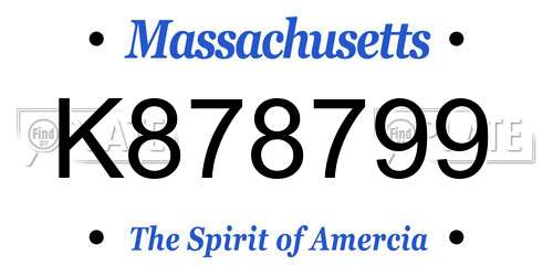 K878799 Massachusetts License Plate