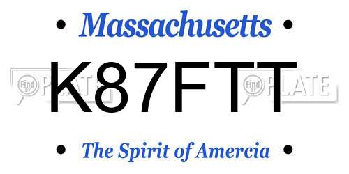 K87FTT Massachusetts License Plate