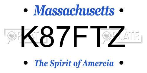 K87FTZ Massachusetts License Plate