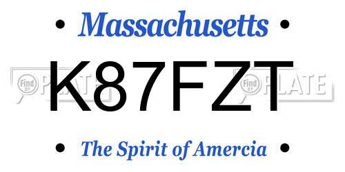 K87FZT Massachusetts License Plate