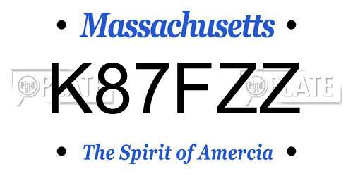 K87FZZ Massachusetts License Plate