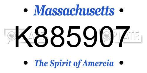 K885907 Massachusetts License Plate