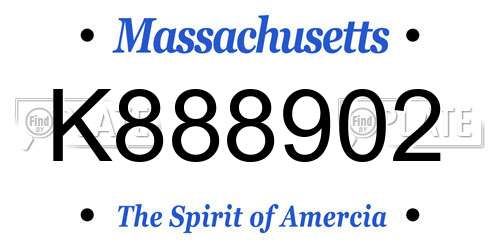 K888902 Massachusetts License Plate