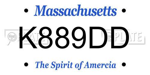 K889DD Massachusetts License Plate
