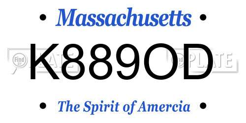 K889OD Massachusetts License Plate