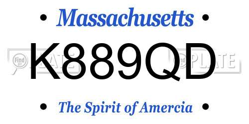 K889QD Massachusetts License Plate