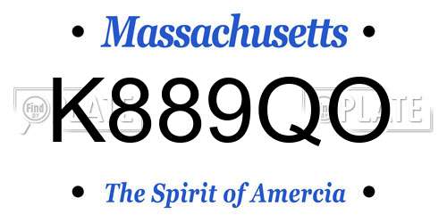 K889QO Massachusetts License Plate