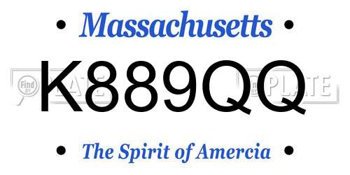 K889QQ Massachusetts License Plate