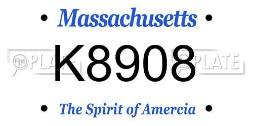 K8908 Massachusetts License Plate