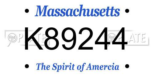 K89244 Massachusetts License Plate