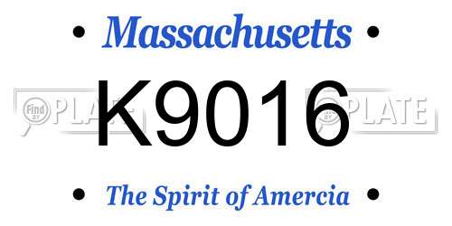 K9016 Massachusetts License Plate