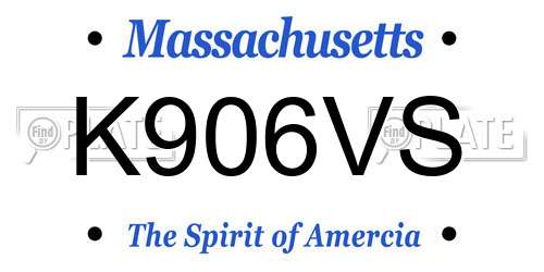 K906VS Massachusetts License Plate