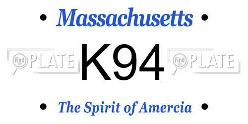 K94 Massachusetts License Plate