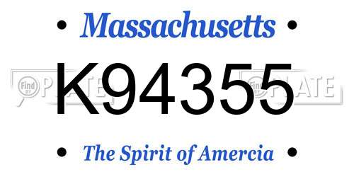 K94355 Massachusetts License Plate