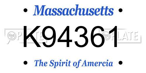 K94361 Massachusetts License Plate