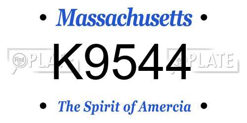 K9544 Massachusetts License Plate