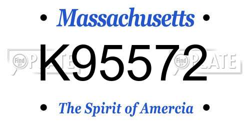 K95572 Massachusetts License Plate