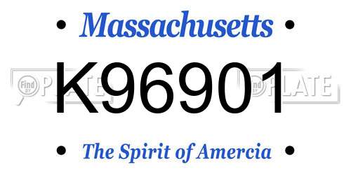 K96901 Massachusetts License Plate