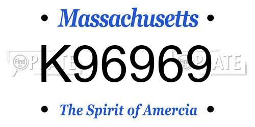 K96969 Massachusetts License Plate