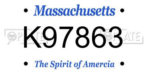 K97863 Massachusetts License Plate