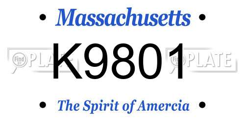 K9801 Massachusetts License Plate