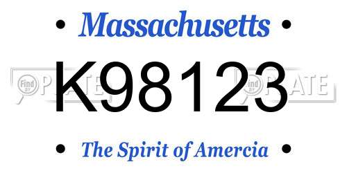 K98123 Massachusetts License Plate
