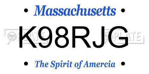 K98RJG Massachusetts License Plate