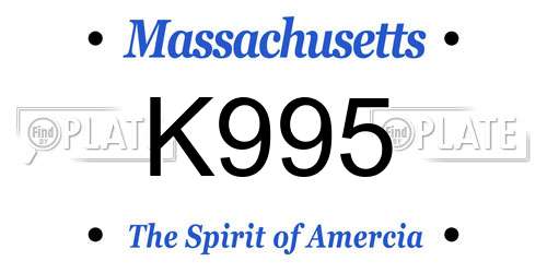 K995 Massachusetts License Plate