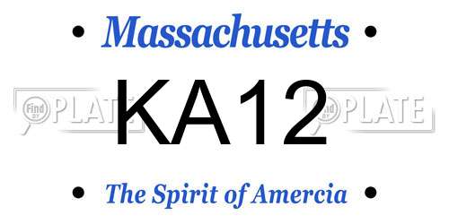 KA12 Massachusetts License Plate