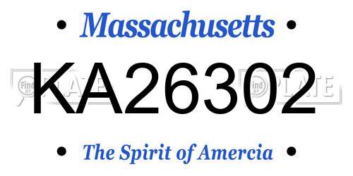 KA26302 Massachusetts License Plate
