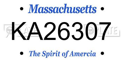 KA26307 Massachusetts License Plate