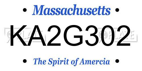 KA2G302 Massachusetts License Plate