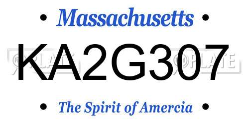 KA2G307 Massachusetts License Plate