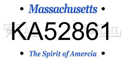 KA52861 Massachusetts License Plate
