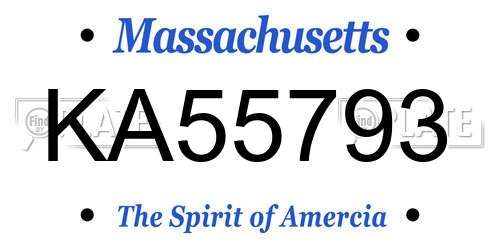 KA55793 Massachusetts License Plate