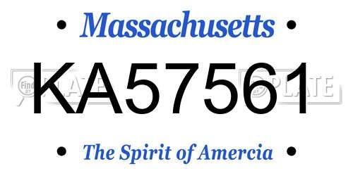KA57561 Massachusetts License Plate