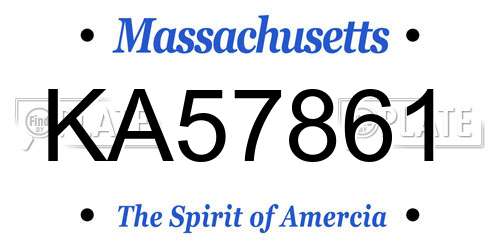 KA57861 Massachusetts License Plate