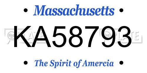 KA58793 Massachusetts License Plate