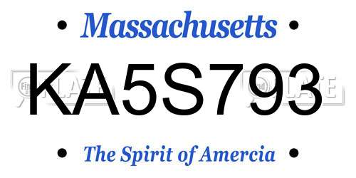 KA5S793 Massachusetts License Plate