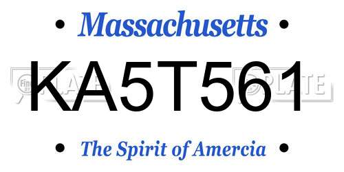 KA5T561 Massachusetts License Plate