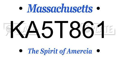 KA5T861 Massachusetts License Plate