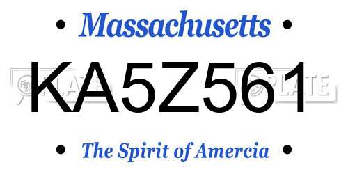 KA5Z561 Massachusetts License Plate