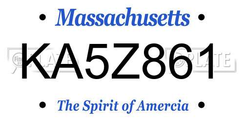 KA5Z861 Massachusetts License Plate
