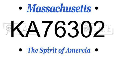 KA76302 Massachusetts License Plate